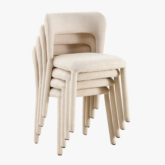 ELVAS Chaise empilable en tissu bouclette beige