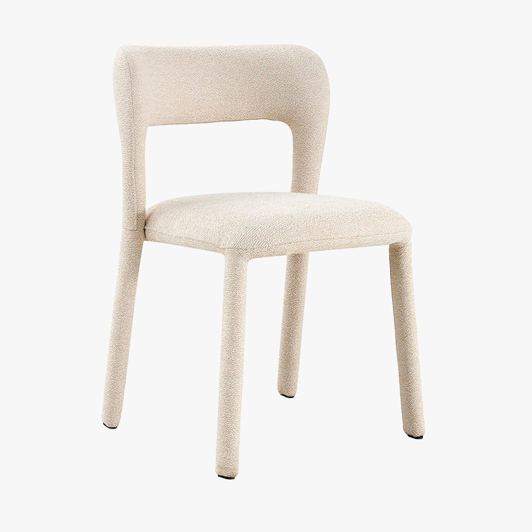 ELVAS Chaise empilable en tissu bouclette beige - Chaise de repas - Mobilier Deco