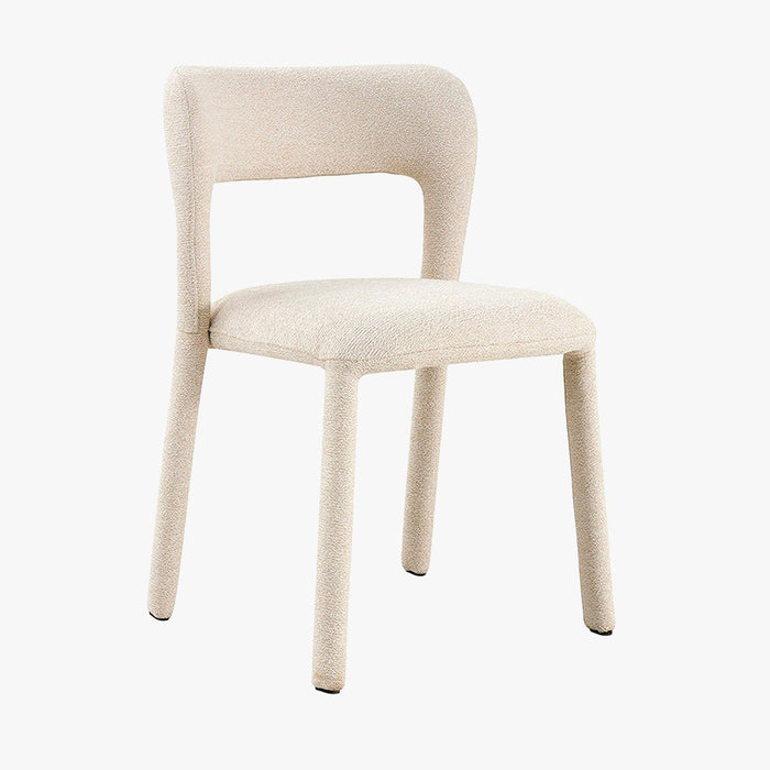 ELVAS Chaise empilable en tissu bouclette beige