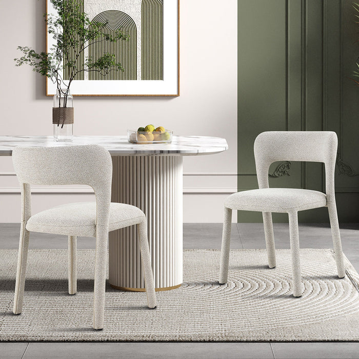 ELVAS Chaise empilable en tissu bouclette écru