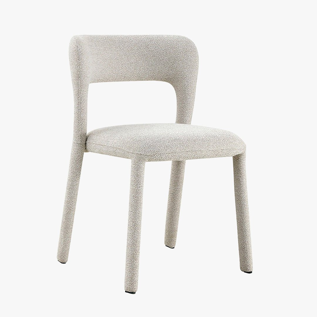 ELVAS Chaise empilable en tissu bouclette écru - Chaise de repas - Mobilier Deco