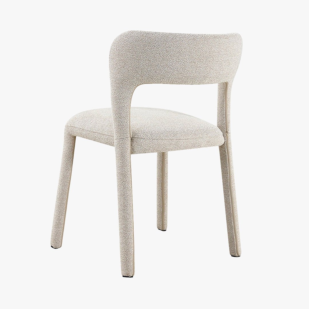 ELVAS Chaise empilable en tissu bouclette écru - Chaise de repas - Mobilier Deco