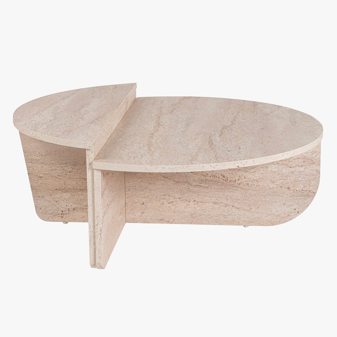 ELYNA Table basse ronde beige D90 cm - Table basse - Mobilier Deco