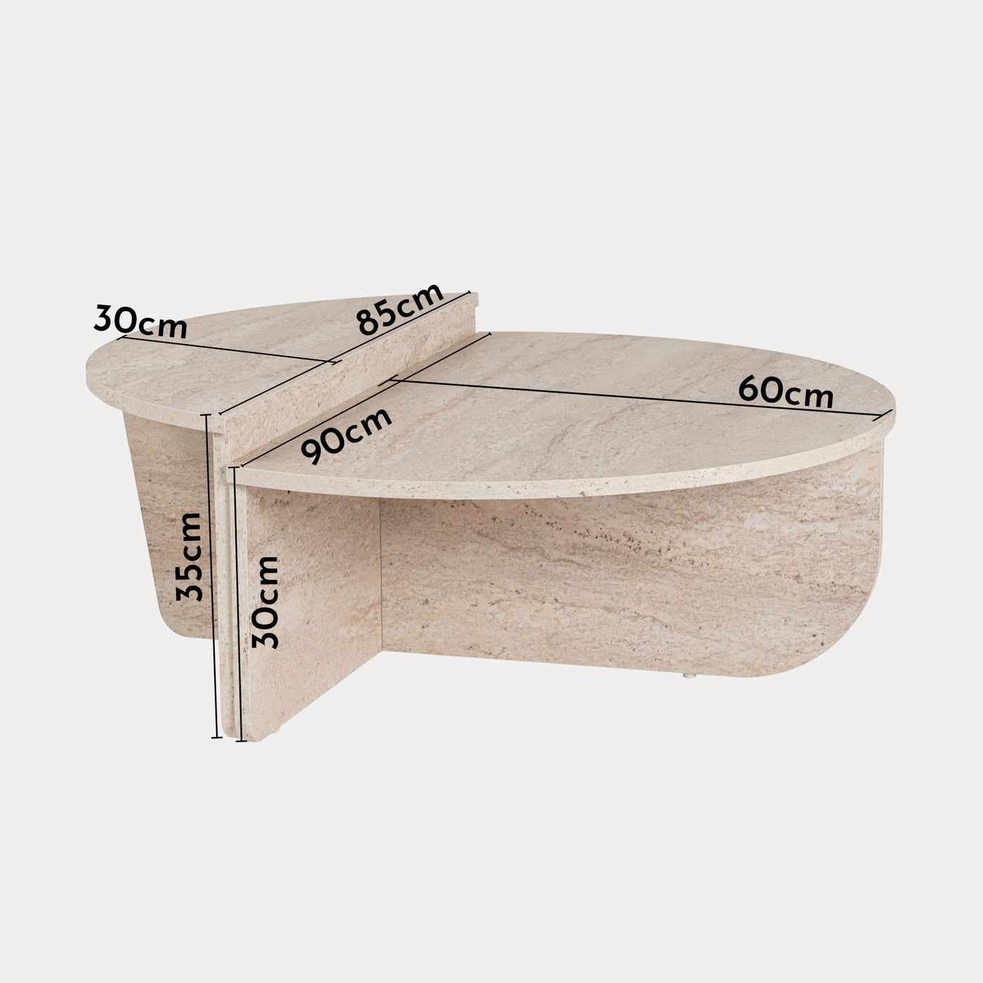 ELYNA Table basse ronde beige D90 cm