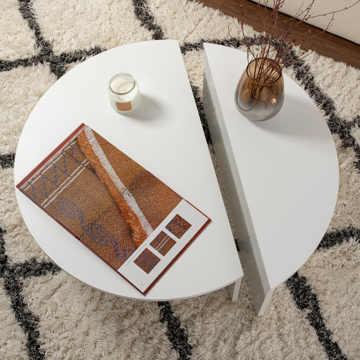 ELYNA Table basse ronde blanc D90 cm