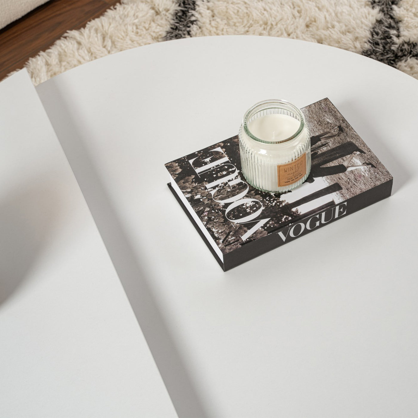 ELYNA Table basse ronde blanc D90 cm