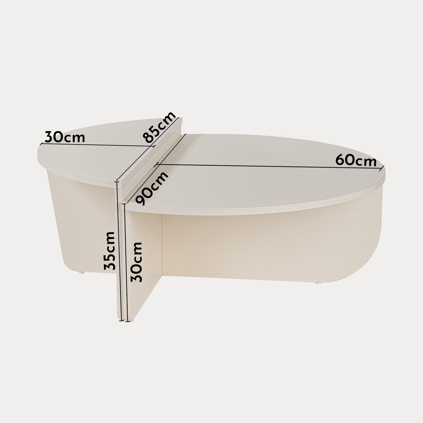 ELYNA Table basse ronde couleur bois blanc D90 cm