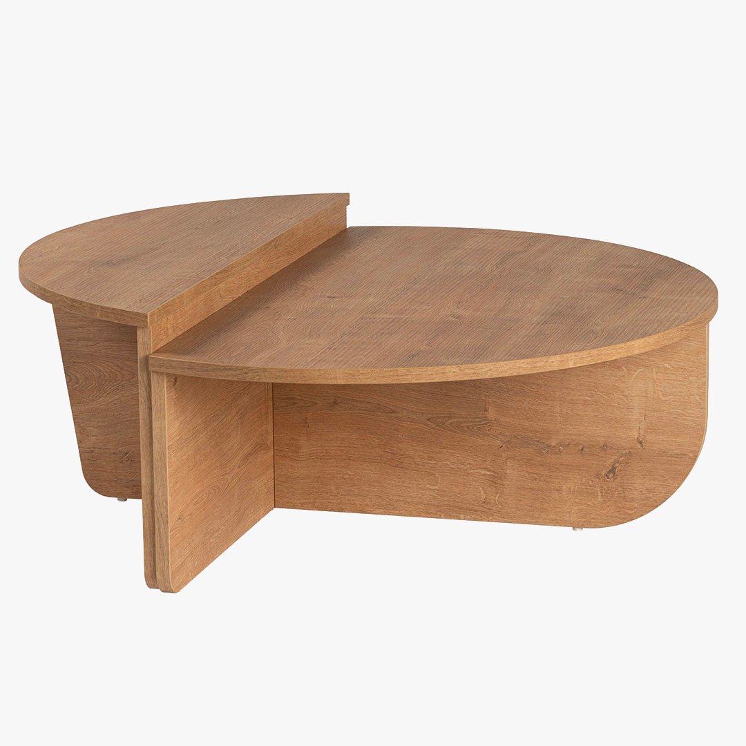 ELYNA Table basse ronde couleur bois clair D90 cm - Table basse - Mobilier Deco