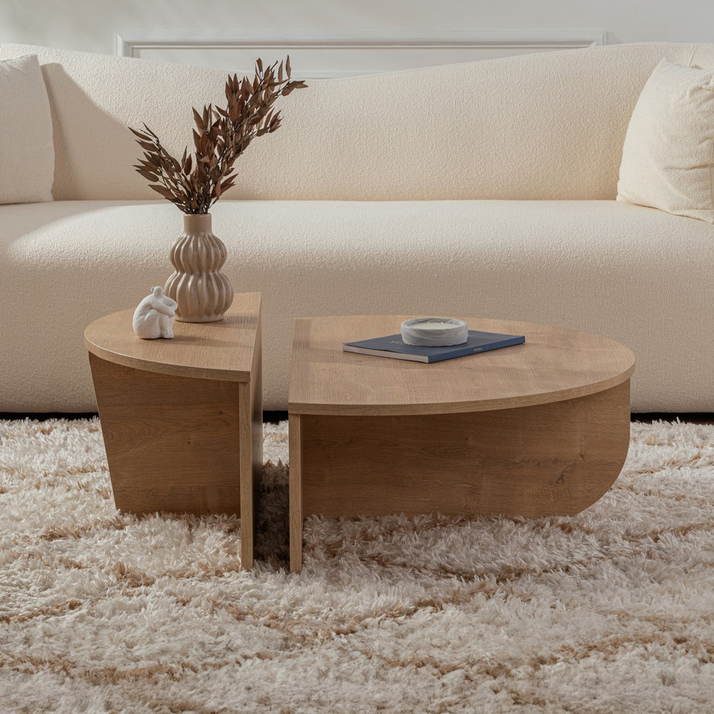 ELYNA Table basse ronde couleur bois clair D90 cm