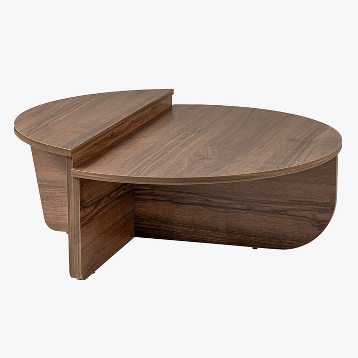 ELYNA Table basse ronde couleur bois foncé D90 cm