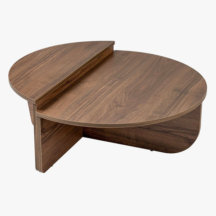 ELYNA Table basse ronde couleur bois foncé D90 cm
