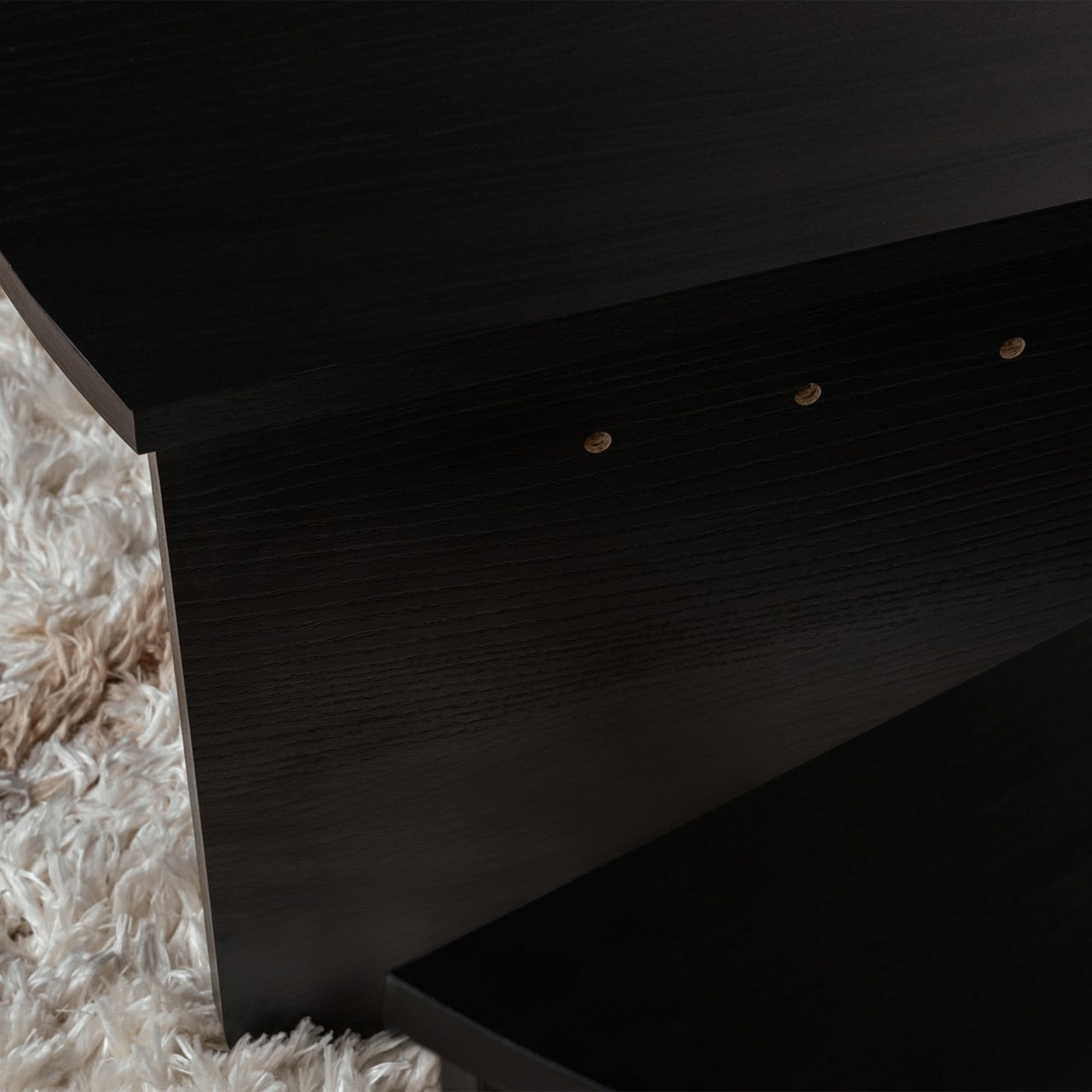 ELYNA Table basse ronde couleur bois noir D90 cm