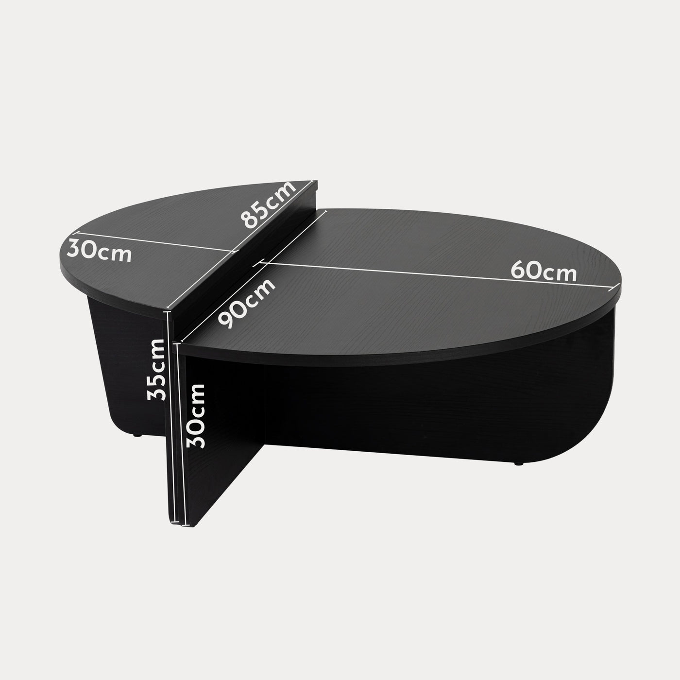 ELYNA Table basse ronde couleur bois noir D90 cm