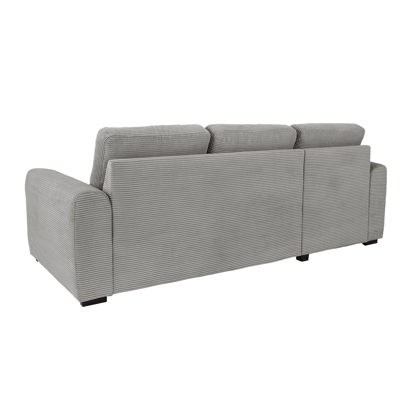 EMELINE Canapé d'angle réversible convertible avec coffre en velours côtelé gris clair