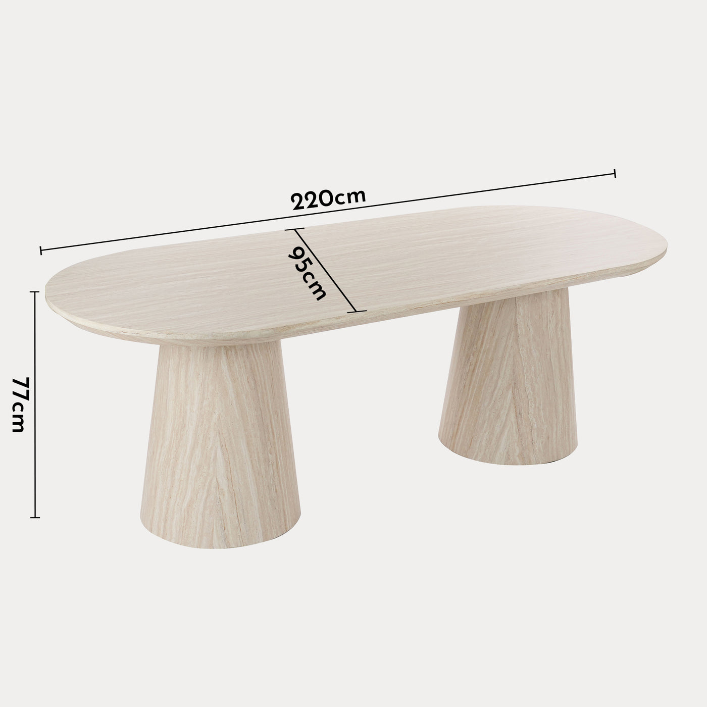 ENAYA Table à manger ovale couleur bois clair 220 cm
