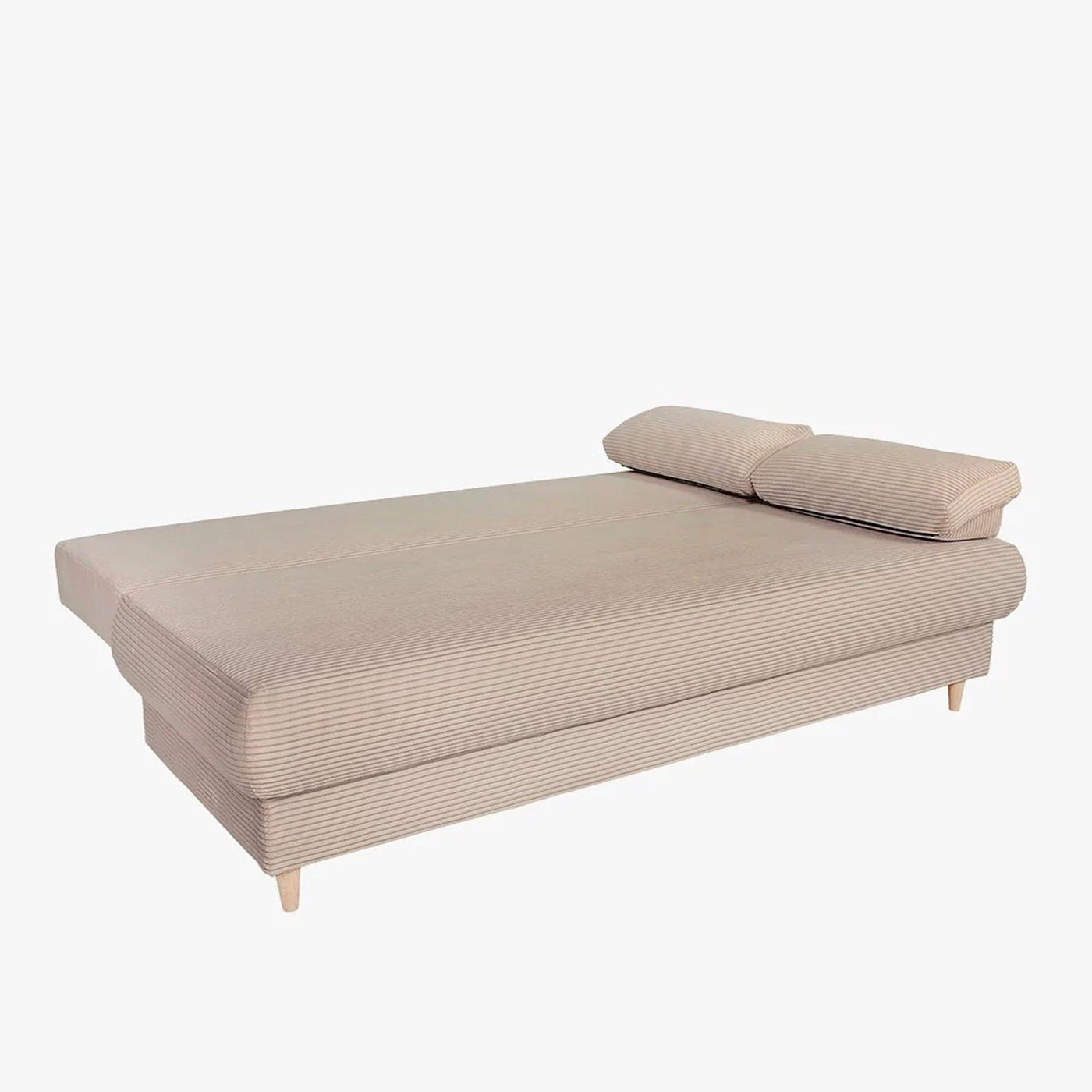 ERIYA Canapé 3 places convertible en velours côtelé taupe - Canapés convertibles - Mobilier Deco