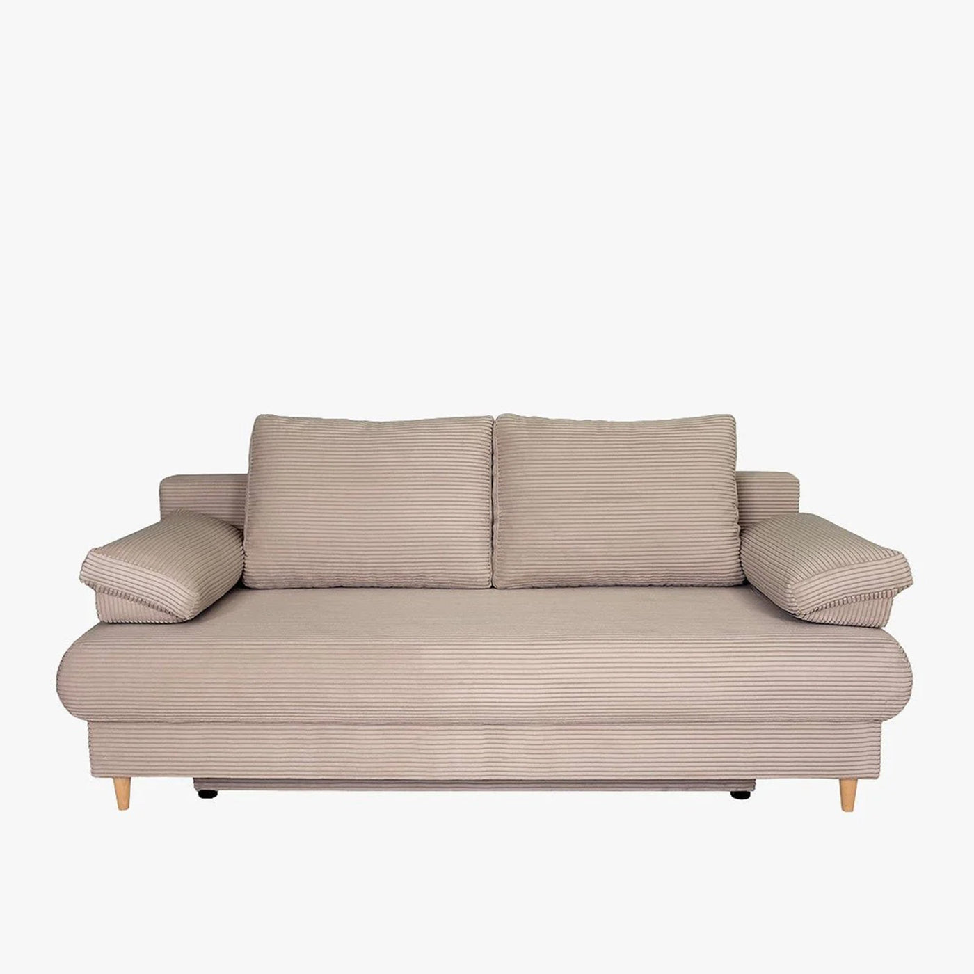 ERIYA Canapé 3 places convertible en velours côtelé taupe - Canapés convertibles - Mobilier Deco