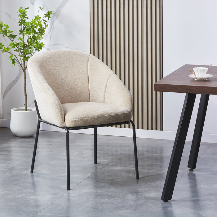 ESMA Chaise en tissu beige pieds en métal noir