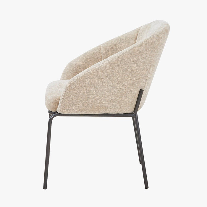 ESMA Chaise en tissu beige pieds en métal noir