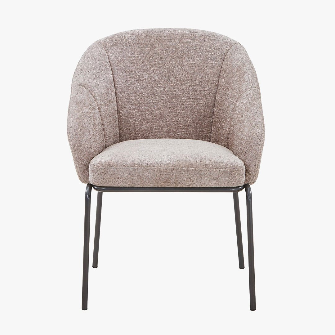 ESMA Chaise en tissu taupe pieds en métal noir - Chaise de repas - Mobilier Deco