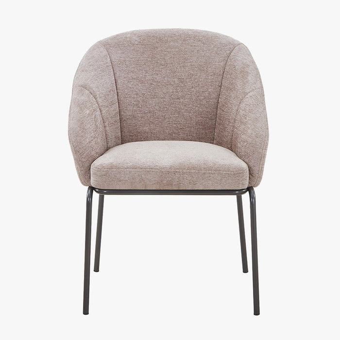 ESMA Chaise en tissu taupe pieds en métal noir