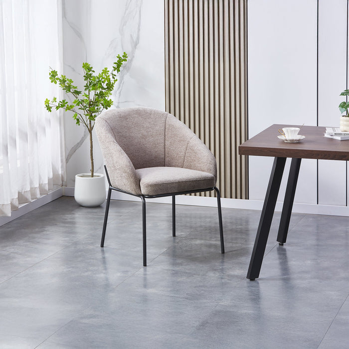 ESMA Chaise en tissu taupe pieds en métal noir