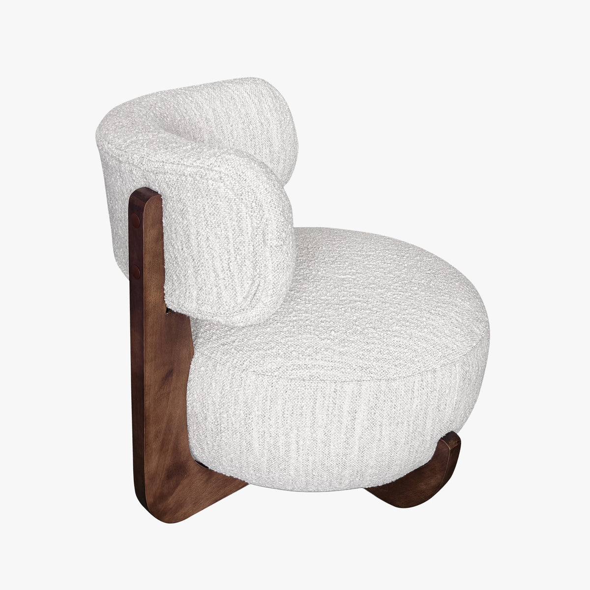 ESTER Fauteuil en tissu blanc écru pieds en bois foncé - Fauteuils - Mobilier Deco