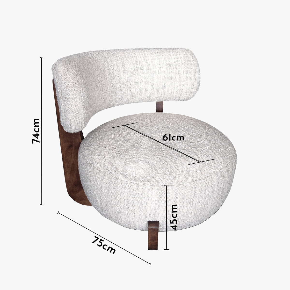ESTER Fauteuil en tissu blanc écru pieds en bois foncé - Fauteuils - Mobilier Deco