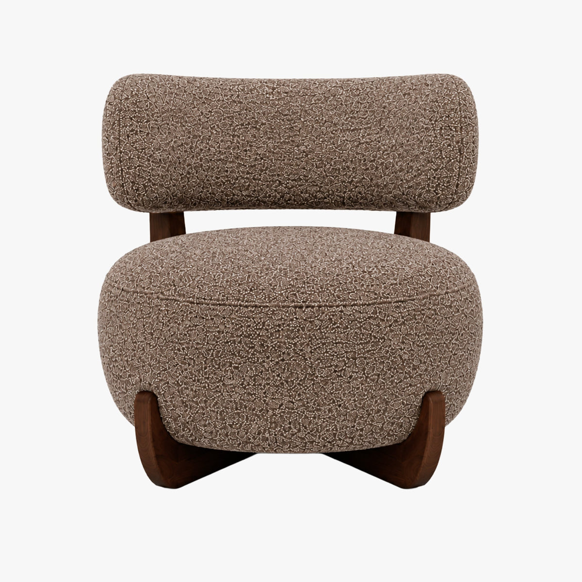 ESTER Fauteuil en tissu texturé taupe pieds en bois foncé - Fauteuils - Mobilier Deco