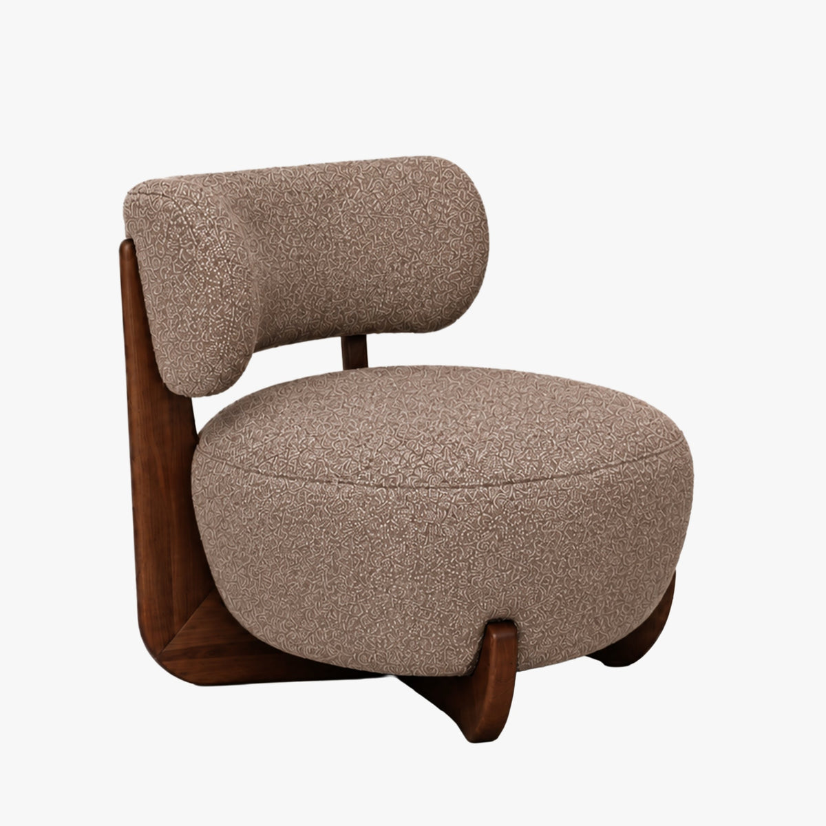 ESTER Fauteuil en tissu texturé taupe pieds en bois foncé - Fauteuils - Mobilier Deco