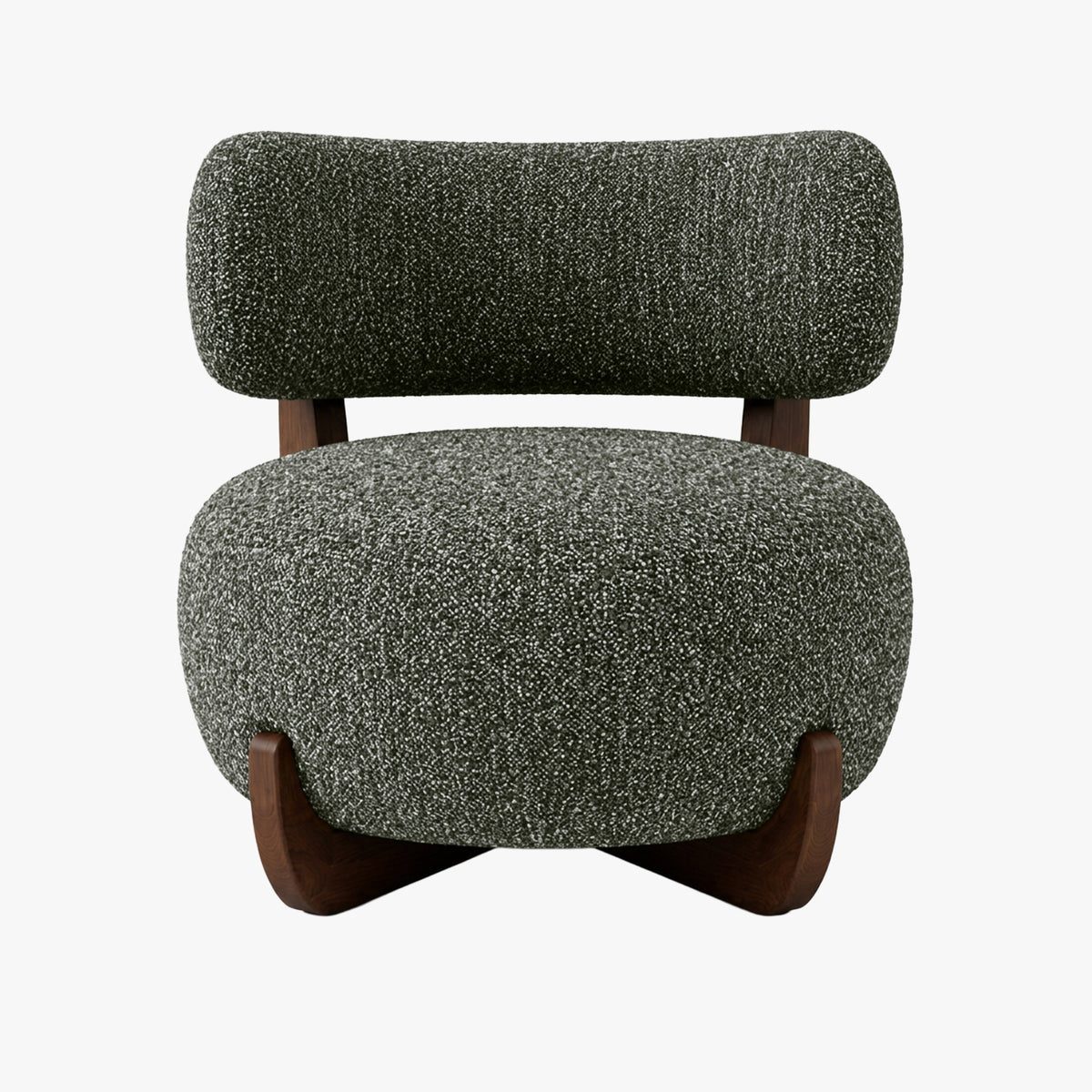 ESTER Fauteuil en tissu texturé vert pieds en bois foncé - Fauteuils - Mobilier Deco