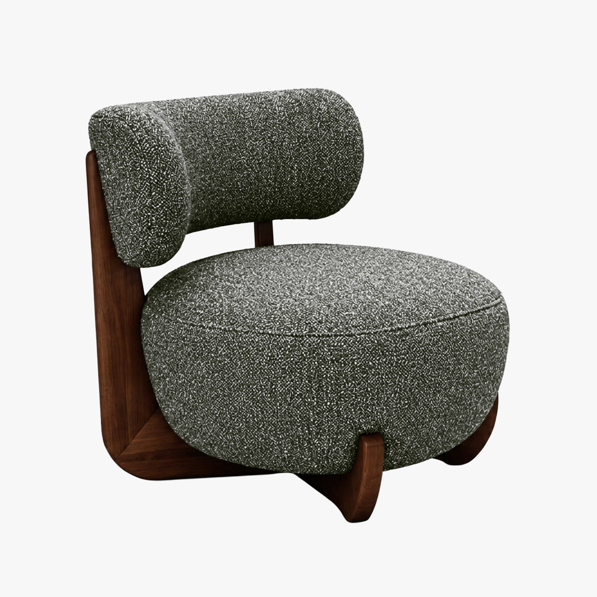 ESTER Fauteuil en tissu texturé vert pieds en bois foncé - Fauteuils - Mobilier Deco