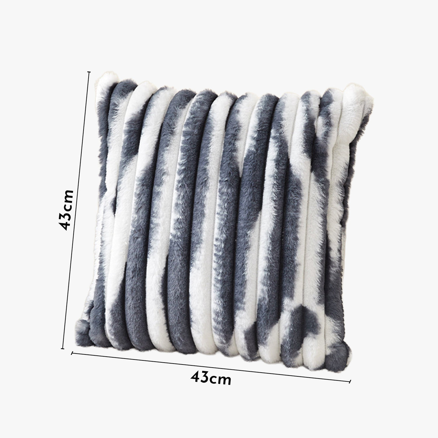 EVELYA Coussin carré en tissu côtelé gris et blanc 43x43 cm - Coussins - Mobilier Deco