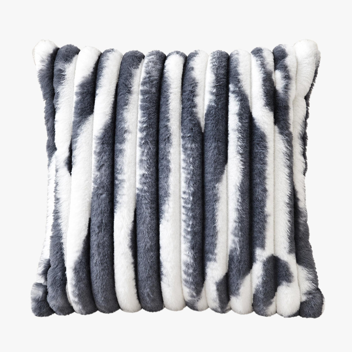 EVELYA Coussin carré en tissu côtelé gris et blanc 43x43 cm - Coussins - Mobilier Deco
