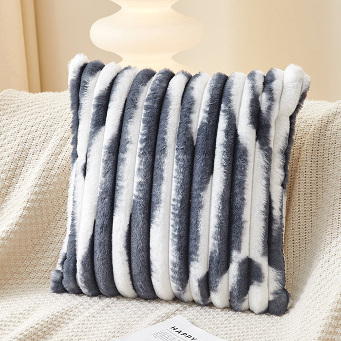 EVELYA Coussin carré en tissu côtelé gris et blanc 43x43 cm – Coussins Mobilier Deco