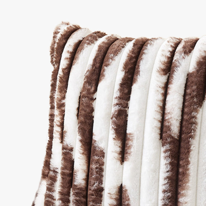 EVELYA Coussin carré en tissu côtelé  marron et blanc 43x43 cm