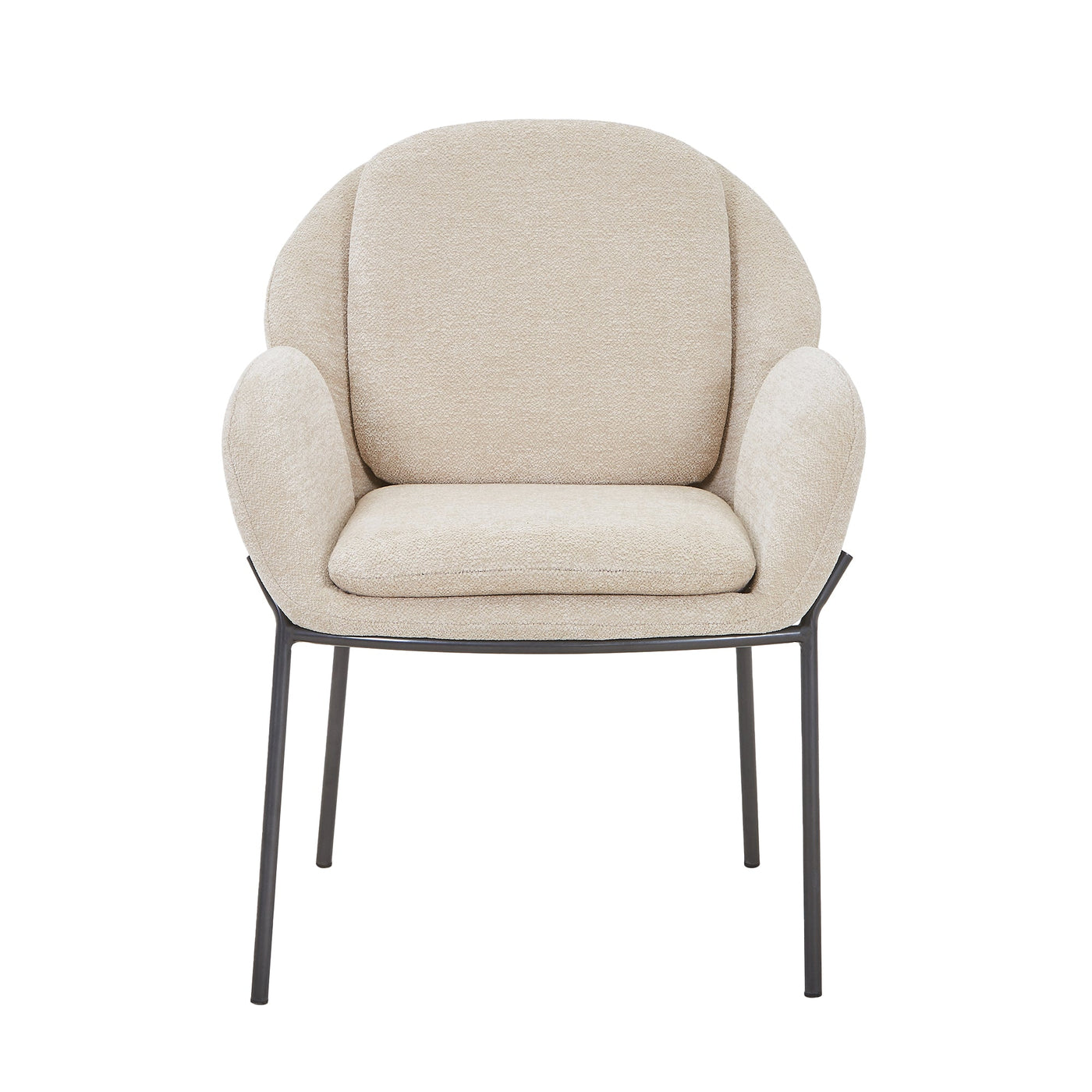 EYLA Chaise en tissu beige pieds en métal noir - Chaise de repas - Mobilier Deco