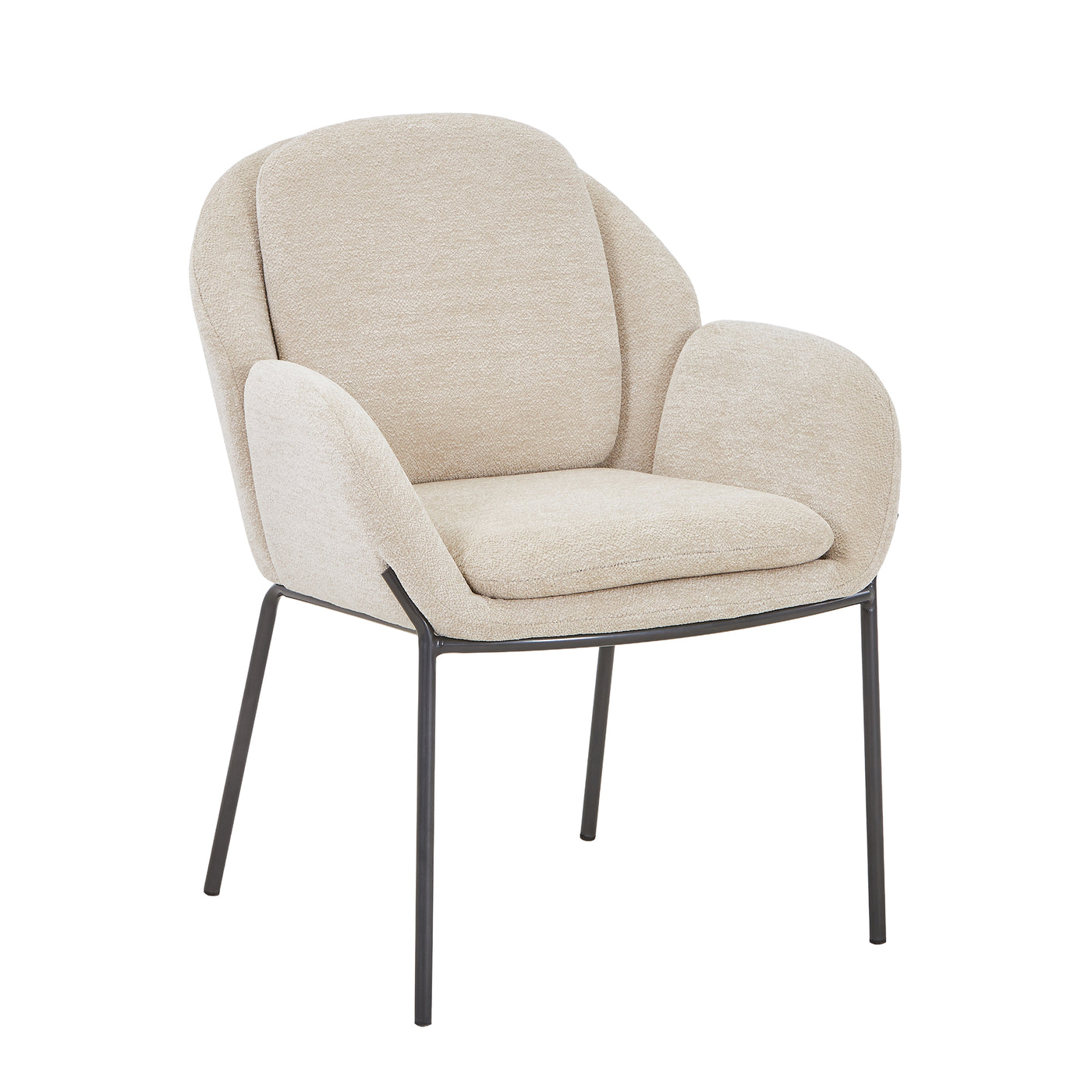 EYLA Chaise en tissu beige pieds en métal noir