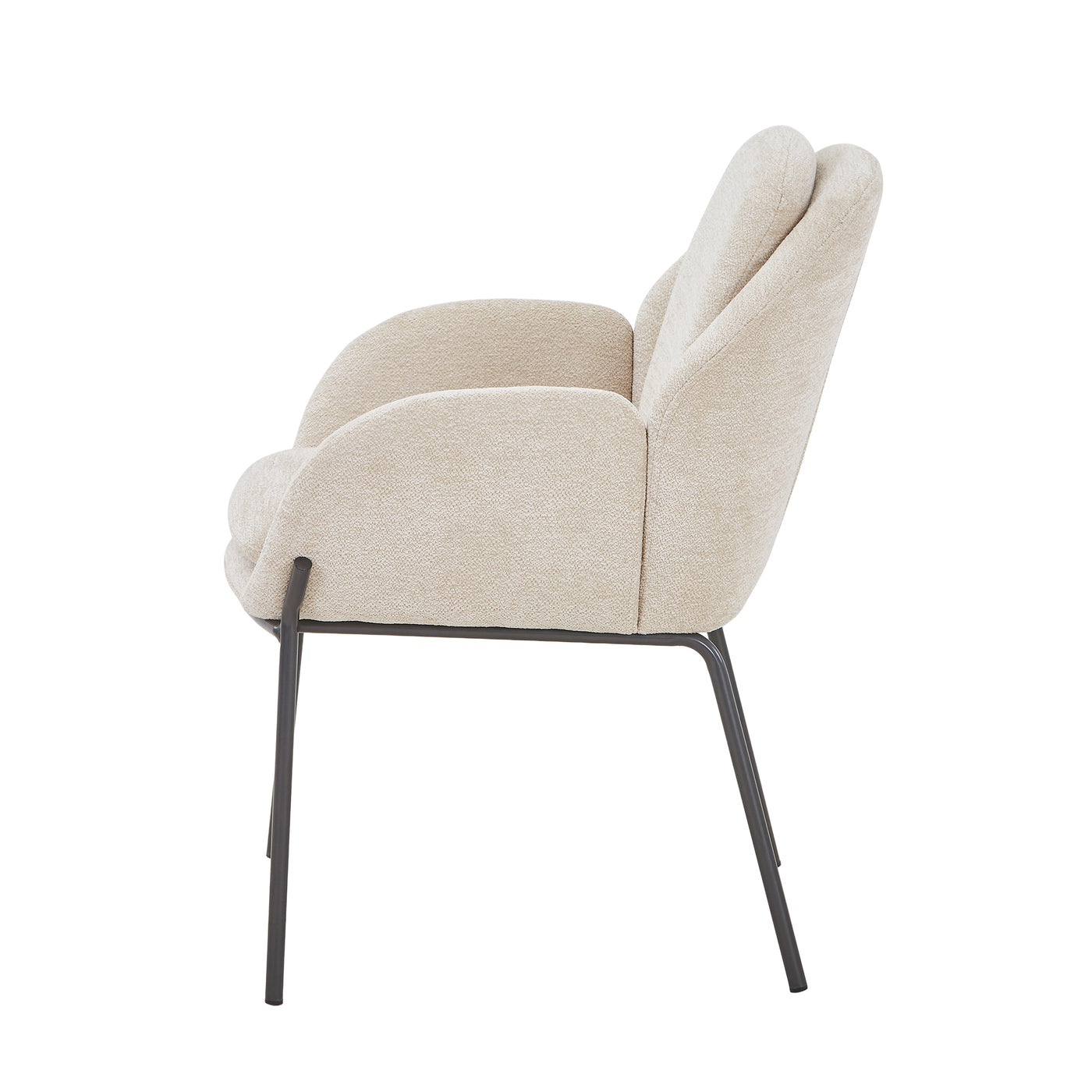 EYLA Chaise en tissu beige pieds en métal noir