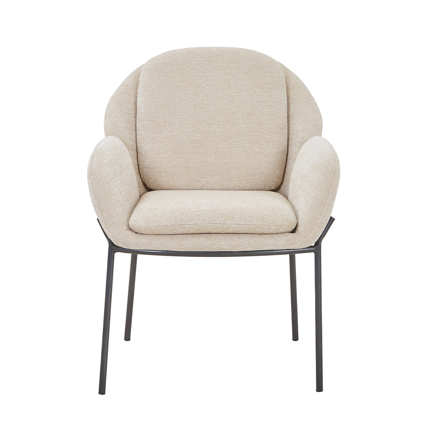 EYLA Chaise en tissu beige pieds en métal noir