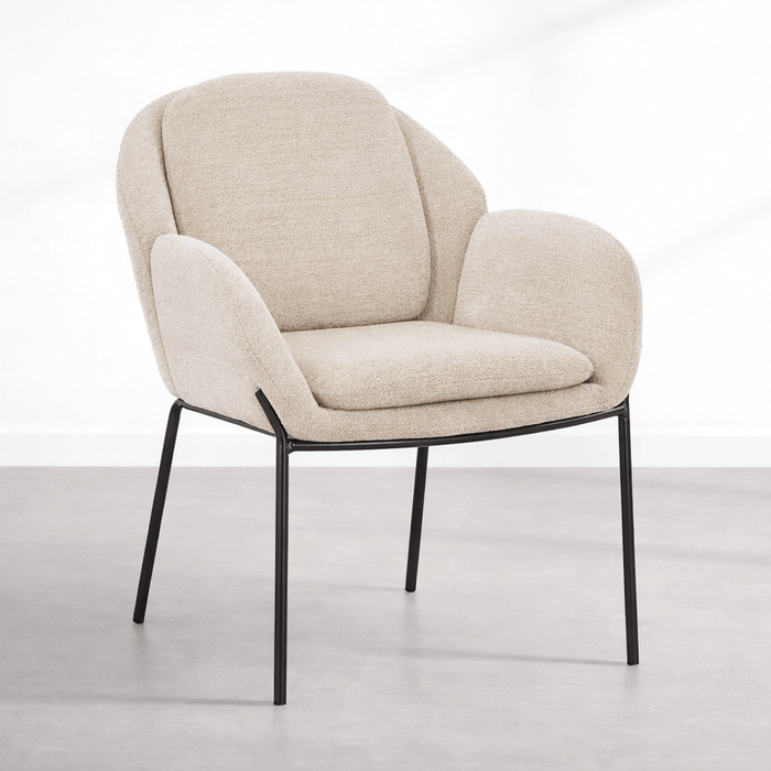 EYLA Chaise en tissu beige pieds en métal noir