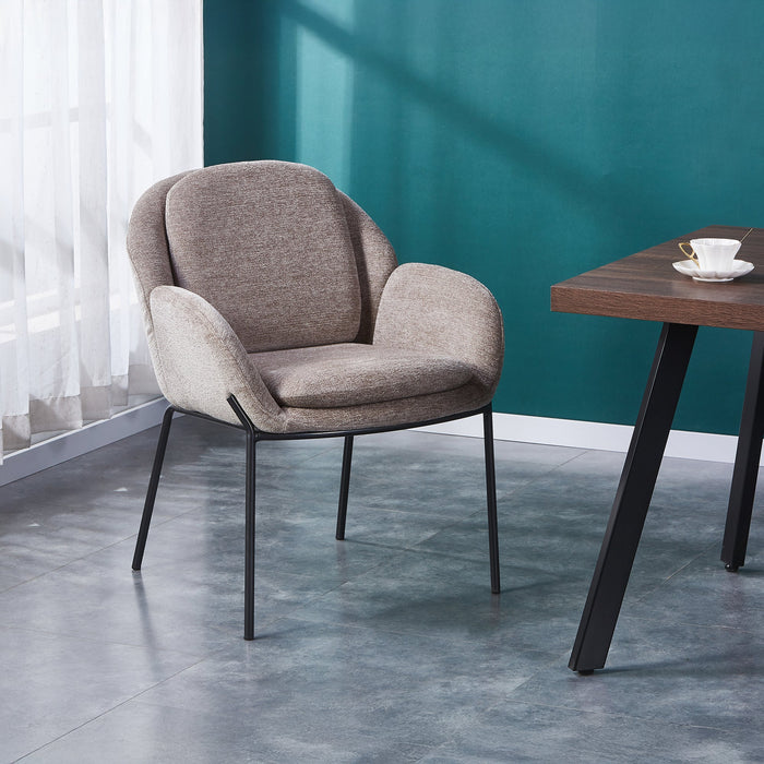 EYLA Chaise en tissu taupe pieds en métal noir