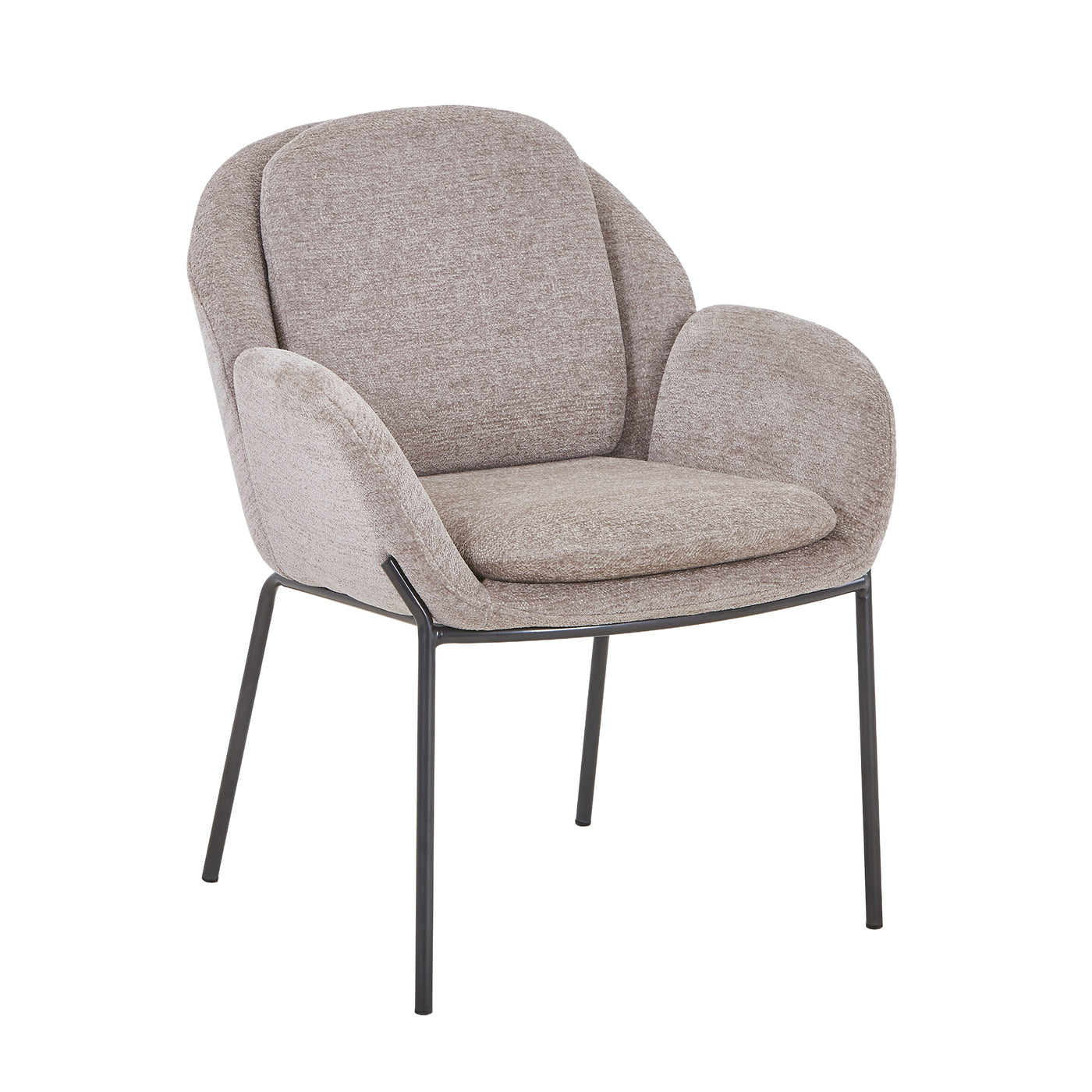EYLA Chaise en tissu taupe pieds en métal noir