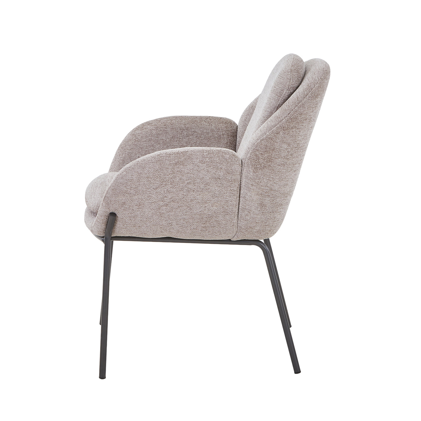 EYLA Chaise en tissu taupe pieds en métal noir