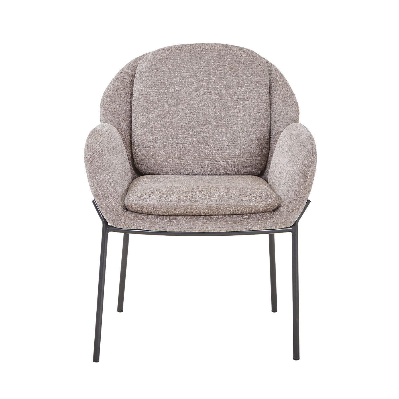 EYLA Chaise en tissu taupe pieds en métal noir