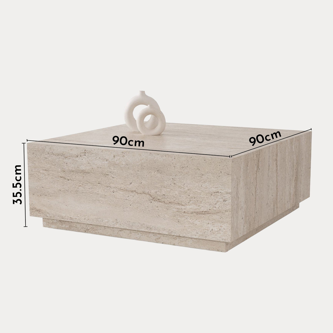 EYRA Table basse carrée beige 90 cm - Table basse - Mobilier Deco