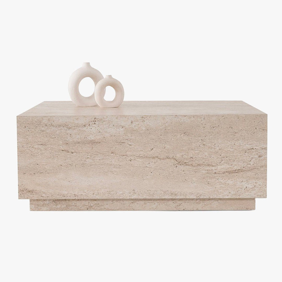 EYRA Table basse carrée beige 90 cm — aperçu vidéo