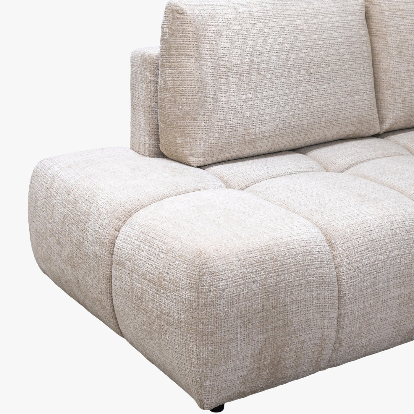 FANY Canapé d'angle convertible en tissu beige - Angle gauche - Canapé d'angle convertible - Mobilier Deco
