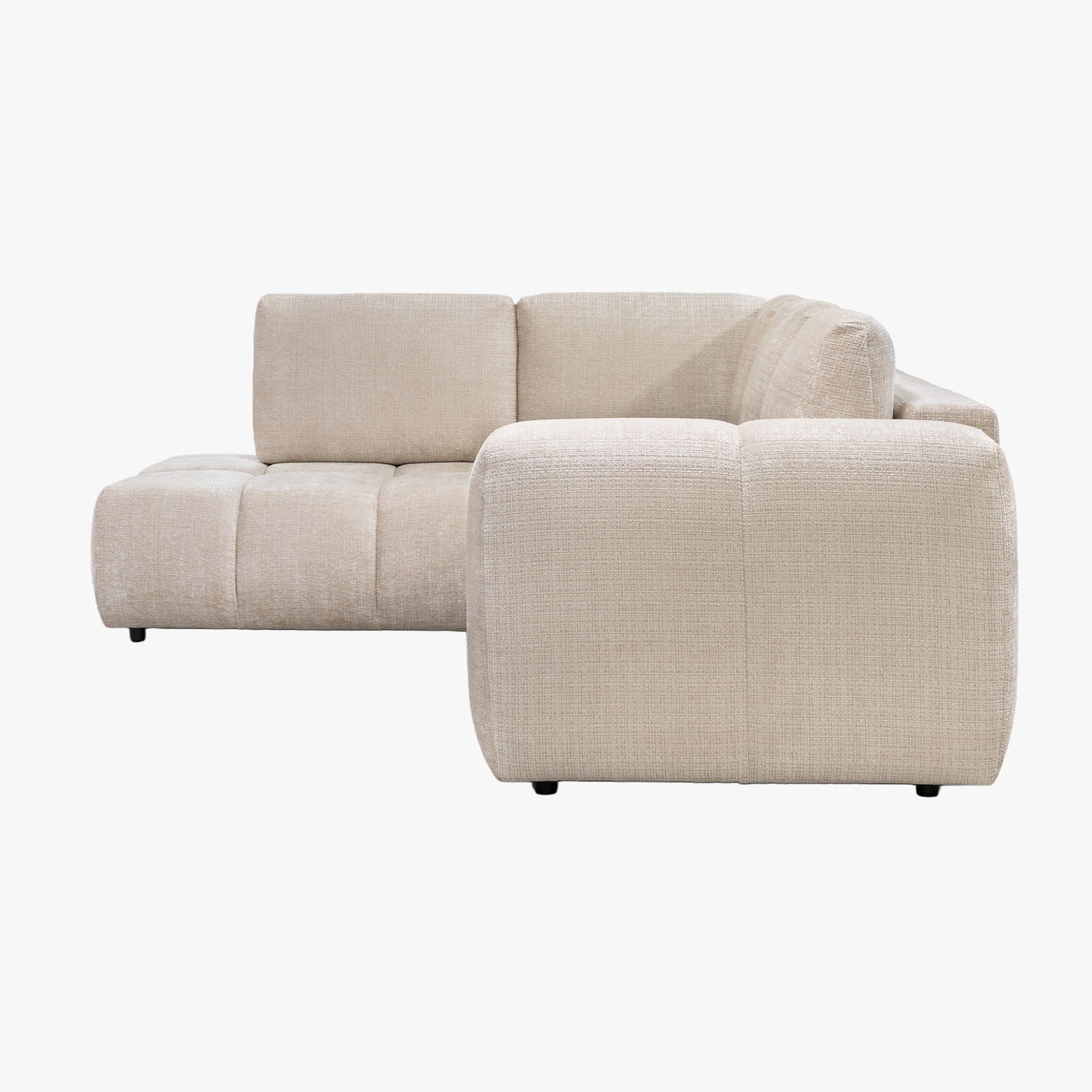 FANY Canapé d'angle convertible en tissu beige - Angle gauche - Canapé d'angle convertible - Mobilier Deco