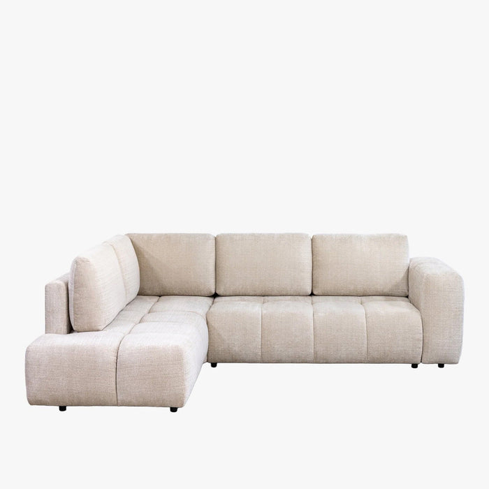 FANY Canapé d'angle convertible en tissu beige - Angle gauche